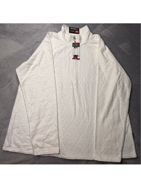 NWT Eddie Bauer 1/4 Zip Fleece Jacket Ivory Embossed Women Pullover Size XL